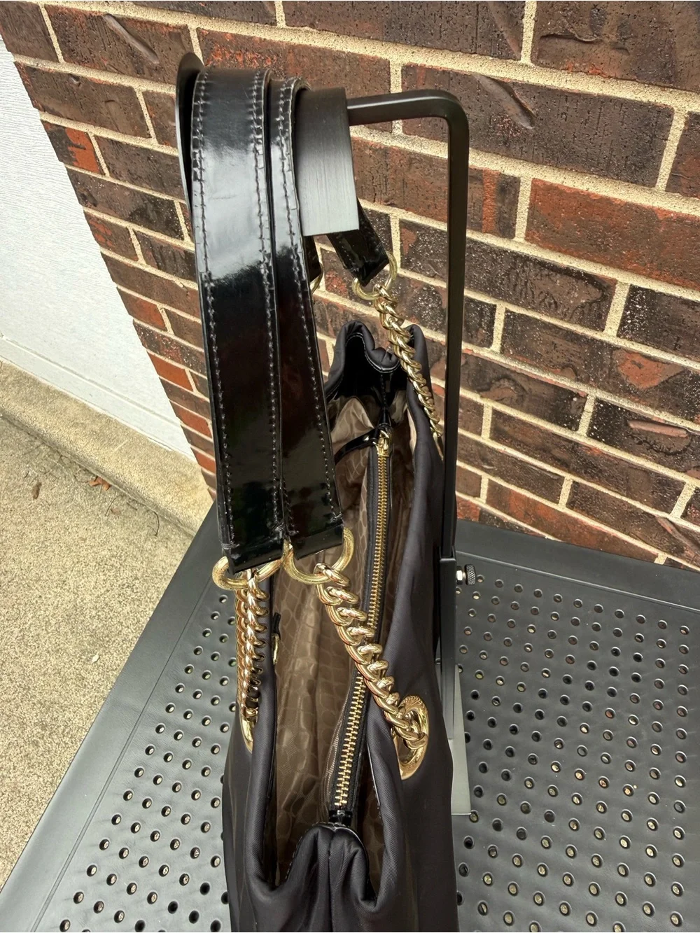 Kate Spade Lindenwood Elena Black Nylon Chain Tote WKRU1319